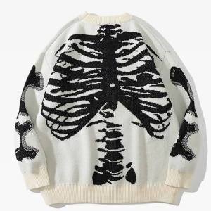 Coquette Aesthetic Ribcage Sweater - Y2K Fashion Cute Crop Top for Grunge Style Outfits