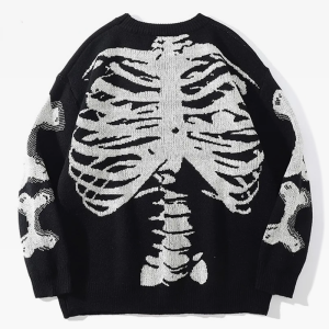 Coquette Aesthetic Ribcage Sweater - Y2K Fashion Cute Crop Top for Grunge Style Outfits