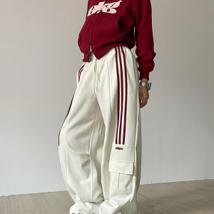 Coquette Aesthetic White Baggy Sweatpants for Y2K Fashion and Comfy Street Style