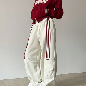 Coquette Aesthetic White Baggy Sweatpants for Y2K Fashion and Comfy Street Style