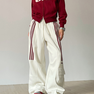 Coquette Aesthetic White Baggy Sweatpants for Y2K Fashion and Comfy Street Style