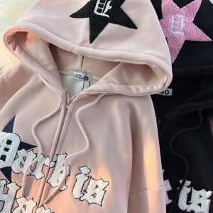 Coquette Aesthetic Y2K Zip Up Hoodie - Cute and Comfy Layer for Trendy Outfits