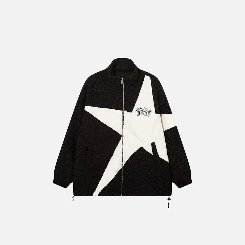 Cozy Big Star Fleece Jacket in Y2K Style for Ultimate Retro Aesthetic Fashion