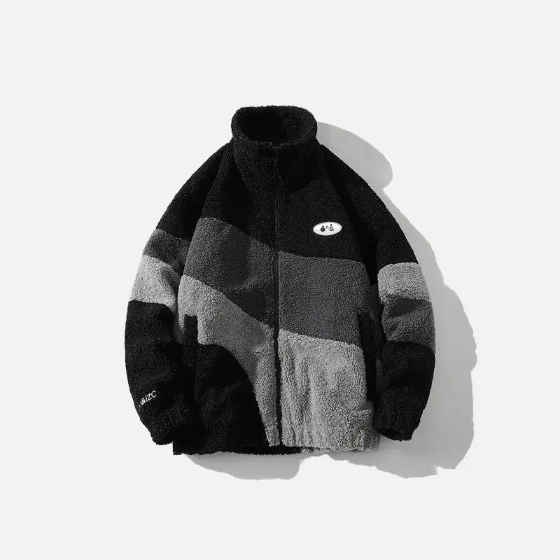 Cozy Contrast Sherpa Lambs Wool Coat in Y2K Style for Ultimate Aesthetic Appeal