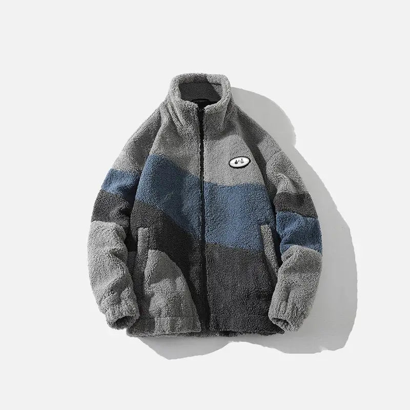 Cozy Contrast Sherpa Lambs Wool Coat in Y2K Style for Ultimate Aesthetic Appeal