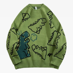 Cozy Dinosaur Sweater in Y2K Style - Cute and Comfy for Aesthetic Outfits