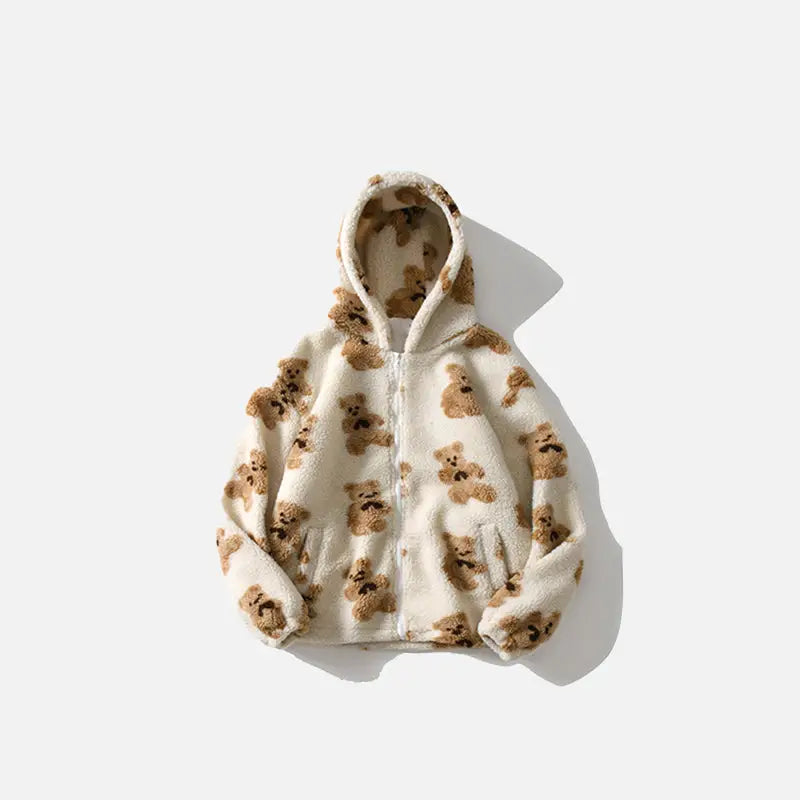 Cozy Teddy Bear Fuzzy Hoodie in Y2K Style for Ultimate Comfort and Aesthetic Appeal