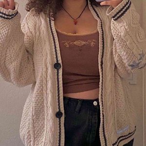 Cozy Vintage Oversized Cardigan for Y2K Aesthetic and Grunge Style Outfits