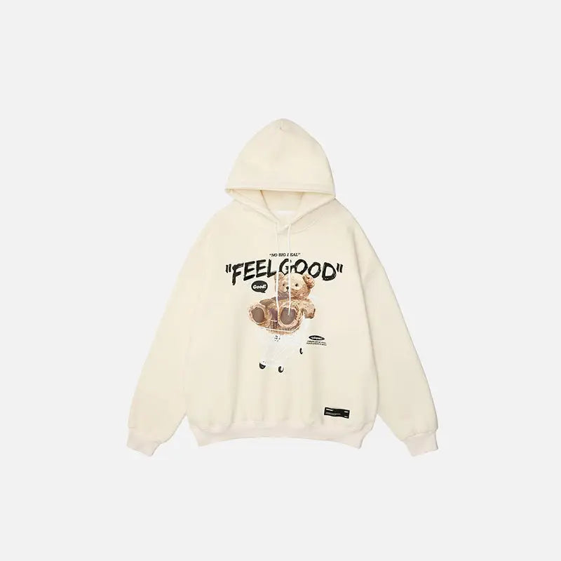 Cozy Y2K Bear Print Hoodie for Cute Aesthetic Outfits and Comfy Street Style