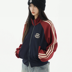 Cropped Y2K Track Jacket in Grunge Aesthetic - Trendy Comfy Layer for Stylish Outfits