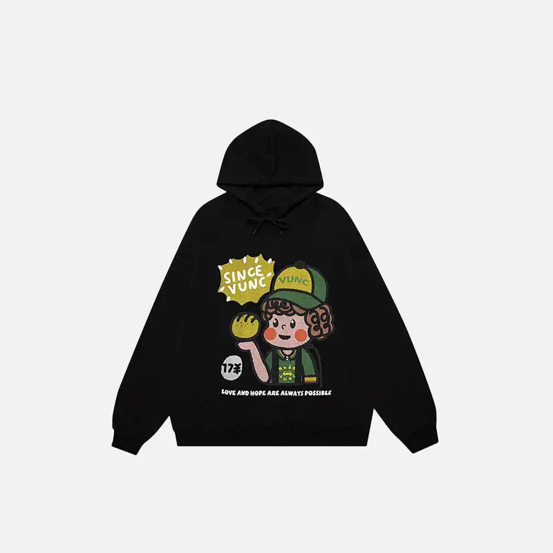 Cute Boy Graphic Print Oversized Y2K Hoodie for Trendy Aesthetic Outfits