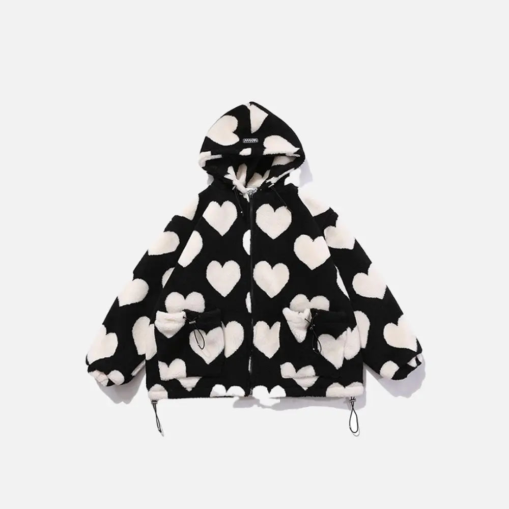 Cute Heart-Shaped Y2K Jacket for Coquette Aesthetic and Vintage Style Outfits