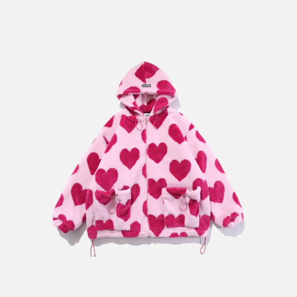 Cute Heart-Shaped Y2K Jacket for Coquette Aesthetic and Vintage Style Outfits