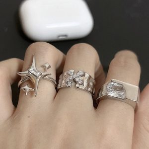 Cyber Y2K Aesthetic Rings - Trendy Statement Jewelry for Y2K Fashion Lovers