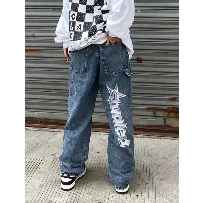 Cyber Y2K Baggy Jeans for Trendy Streetwear Aesthetic Outfits