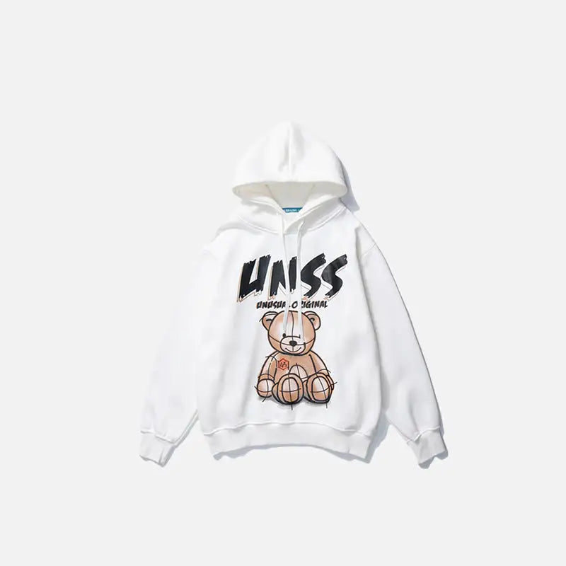 Devil Bear Y2K Casual Hoodie - Trendy Grunge Aesthetic for Cozy Street Style