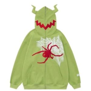 Devil Horn Y2K Aesthetic Full Zip Hoodie - Trendy Grunge Style for Unique Outfits