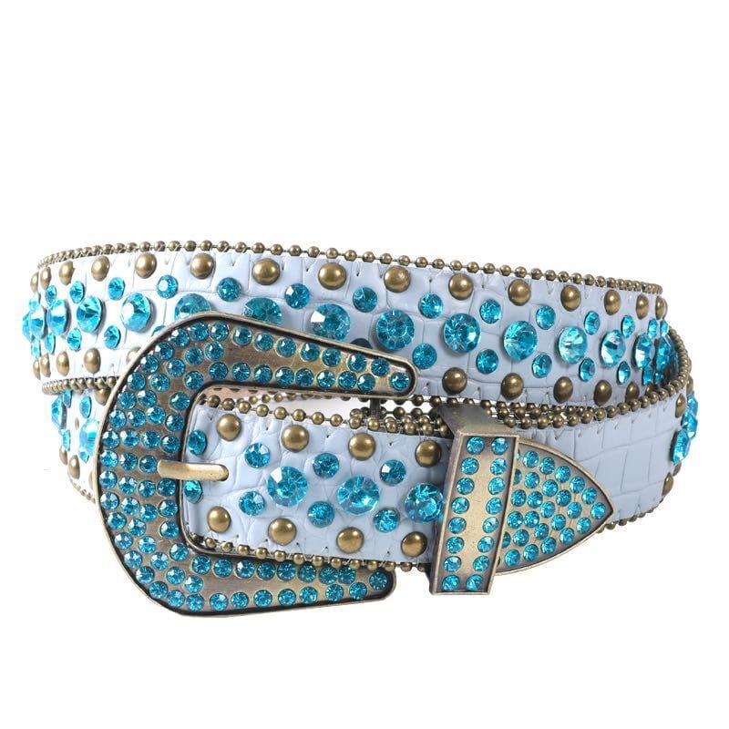 Diamond Blue Y2K Aesthetic Belt - Trendy Y2K Fashion Accessory for Stylish Outfits