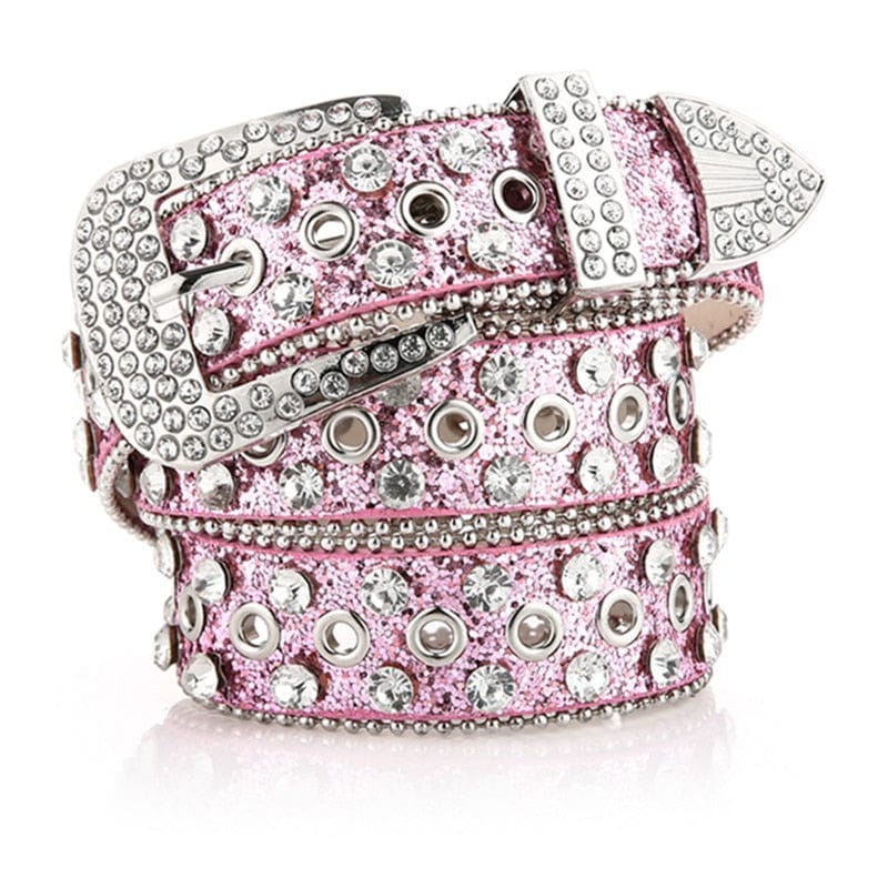 Diamond Pink Y2K Belt: Sparkly Accessory for Y2K Fashion and Coquette Aesthetic Outfits