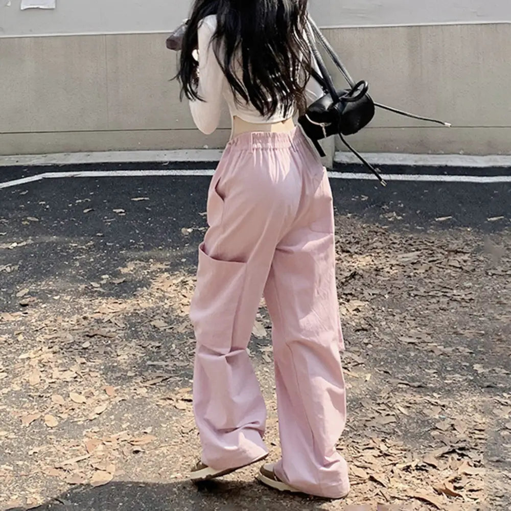 Elegant Unisex Y2K Pink Cargo Pants for Trendy Aesthetic Outfits and Comfy Style