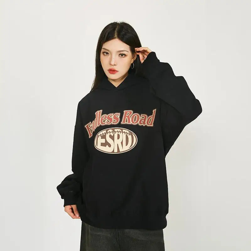 Endless Road Y2K Oversized Hoodie - Comfy Grunge Aesthetic Streetwear for Trendy Looks