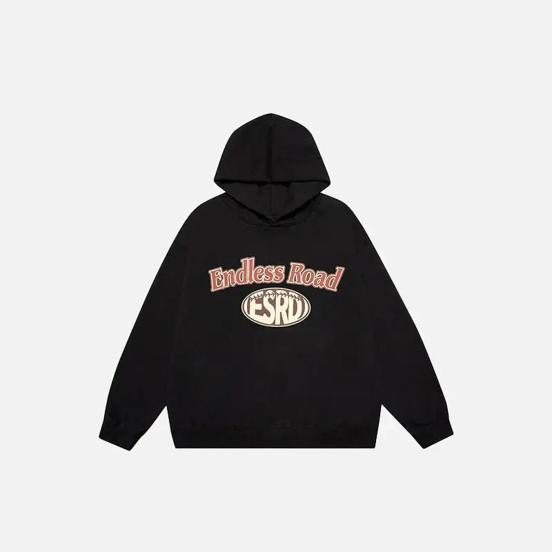 Endless Road Y2K Oversized Hoodie - Comfy Grunge Aesthetic Streetwear for Trendy Looks