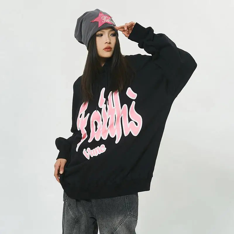 Faith Graphic Print Y2K Hoodie - Trendy Coquette Aesthetic for Stylish Outfits