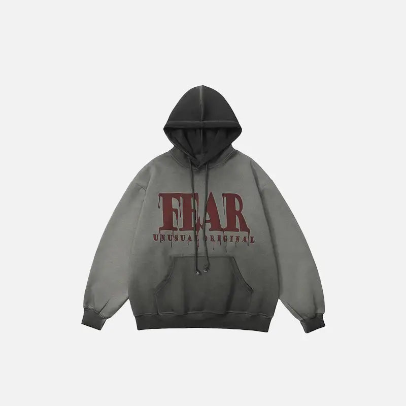 Fear Washed Gradient Hoodie - Y2K Aesthetic Comfy Layer for Trendy Outfits