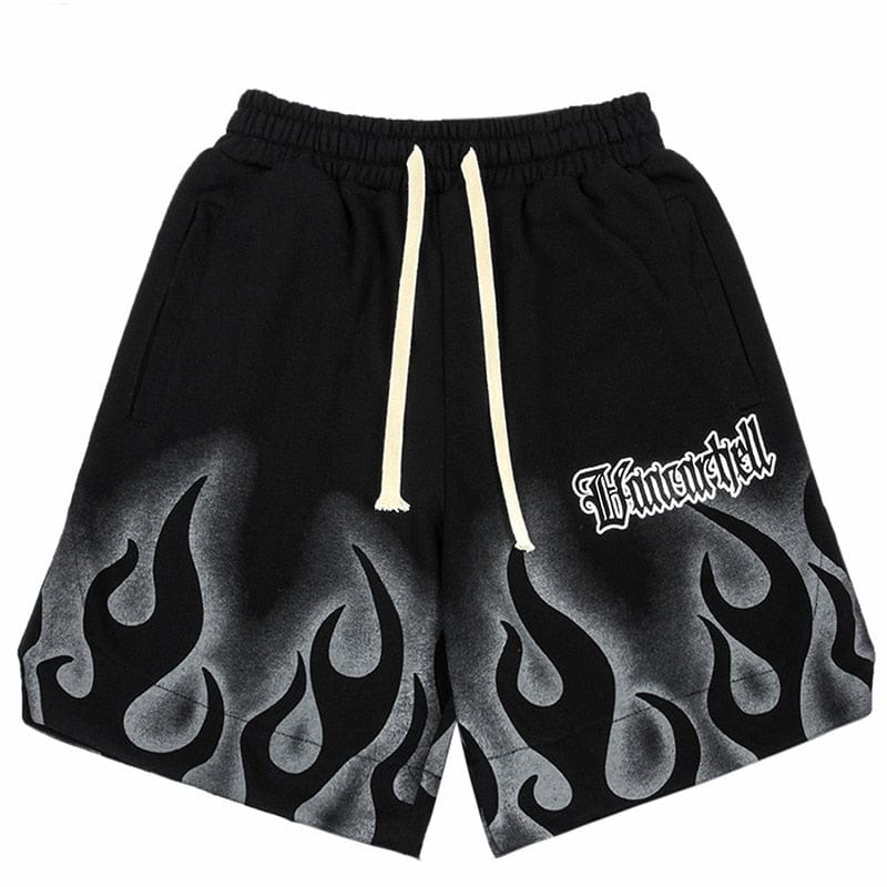 Flame Y2K Cargo Shorts for Trendy Grunge Aesthetic Outfits and Summer Vibes