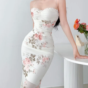 Floral Y2K Bodycon Dress - Cute Aesthetic Outfit for Coquette and Grunge Styles