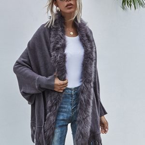 Fur Trim Y2K Aesthetic Jacket - Cozy Vintage Style for Y2K Fashion Lovers