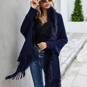 Fur Trim Y2K Aesthetic Jacket - Cozy Vintage Style for Y2K Fashion Lovers