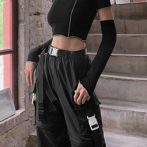 Gothic Crop Top: Y2K Grunge Aesthetic for Edgy Fashion Lovers