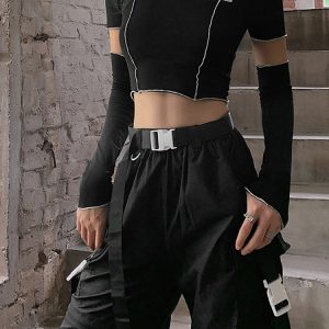 Gothic Crop Top: Y2K Grunge Aesthetic for Edgy Fashion Lovers