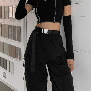 Gothic Crop Top: Y2K Grunge Aesthetic for Edgy Fashion Lovers