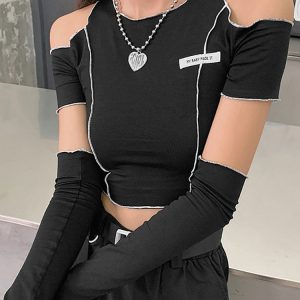 Gothic Crop Top: Y2K Grunge Aesthetic for Edgy Fashion Lovers