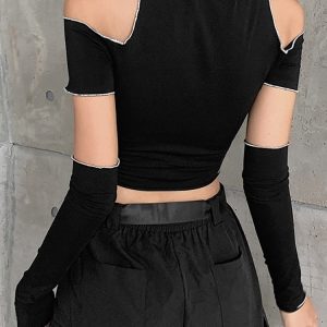 Gothic Crop Top: Y2K Grunge Aesthetic for Edgy Fashion Lovers