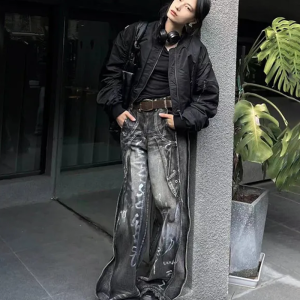 Gothic Grunge Baggy Jeans for Y2K Aesthetic Outfits and Edgy Fashion Styles