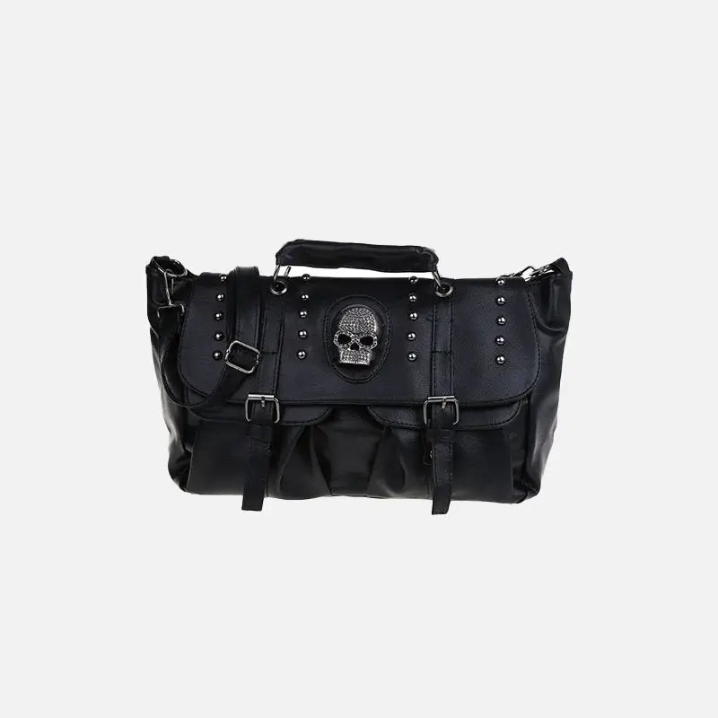 Gothic Rivet Skull Shoulder Bag - Y2K Aesthetic Fashion Statement Accessory