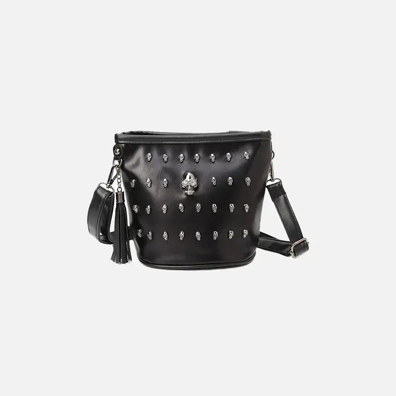 Gothic Rivet Skull Shoulder Bag - Y2K Aesthetic Fashion Statement Accessory