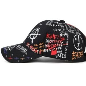 Graffiti Print Y2K Caps for Trendy Aesthetic Outfits and Street Style Fashion