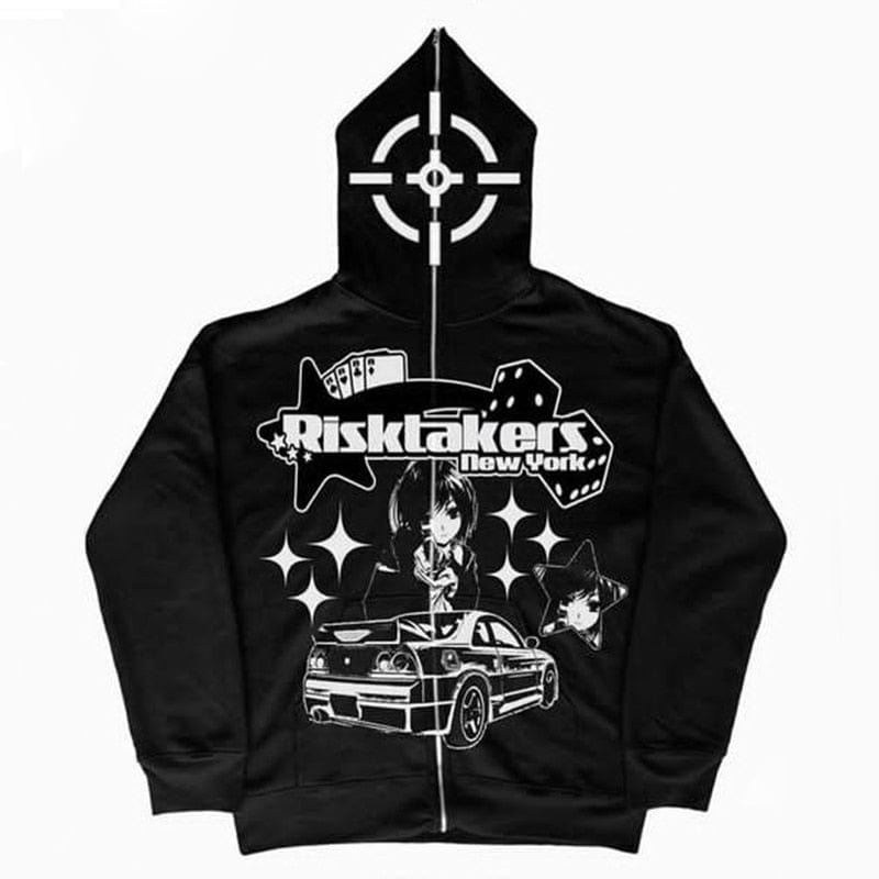 Graphic Zip Up Hoodie in Y2K Style - Trendy Aesthetic Layering Essential for Every Outfit