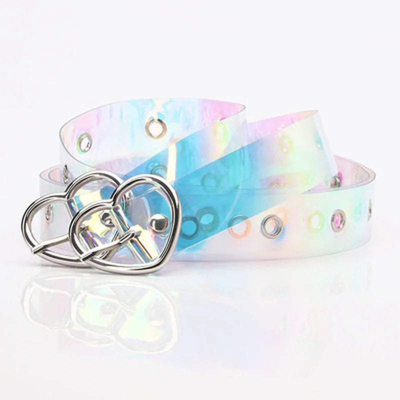 Heart Buckle Y2K Aesthetic Transparent Belt for Trendy Coquette and Grunge Outfits