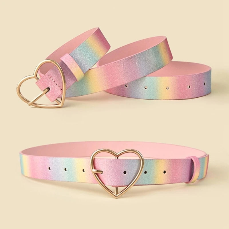 Heart Buckle Y2K Belt - Cute Accessory for Coquette Aesthetic and Y2K Fashion Styles