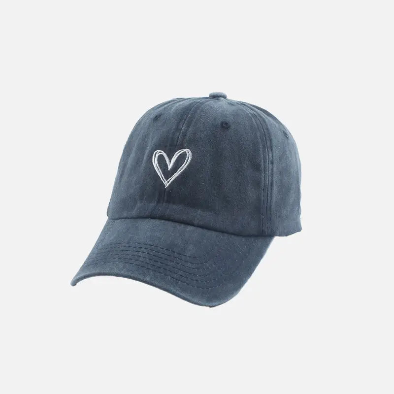 Heart Embroidery Y2K Cap - Cute Aesthetic Accessory for Coquette and Grunge Styles