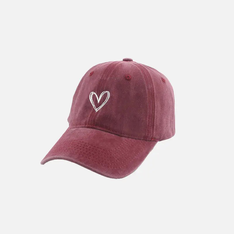 Heart Embroidery Y2K Cap - Cute Aesthetic Accessory for Coquette and Grunge Styles