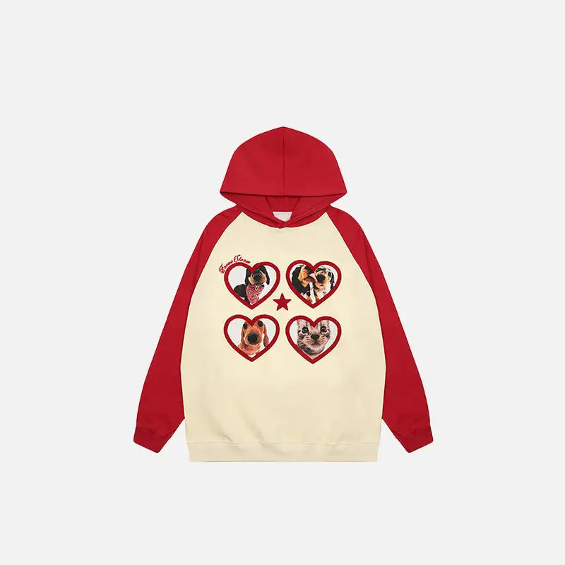 Heartful Pets Y2K Graphic Hoodie: Embrace Coquette Aesthetic with Cute Comfort