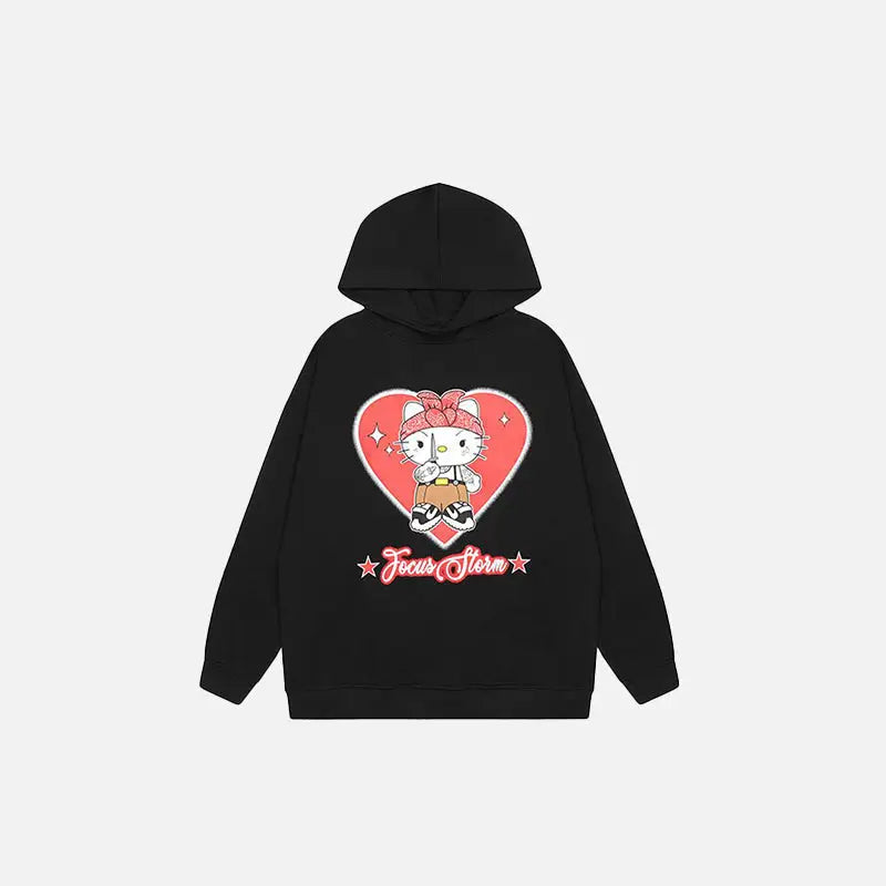 Hello Kitty Graphic Y2K Hoodie - Cute Pastel Goth Aesthetic for Cozy Outfits