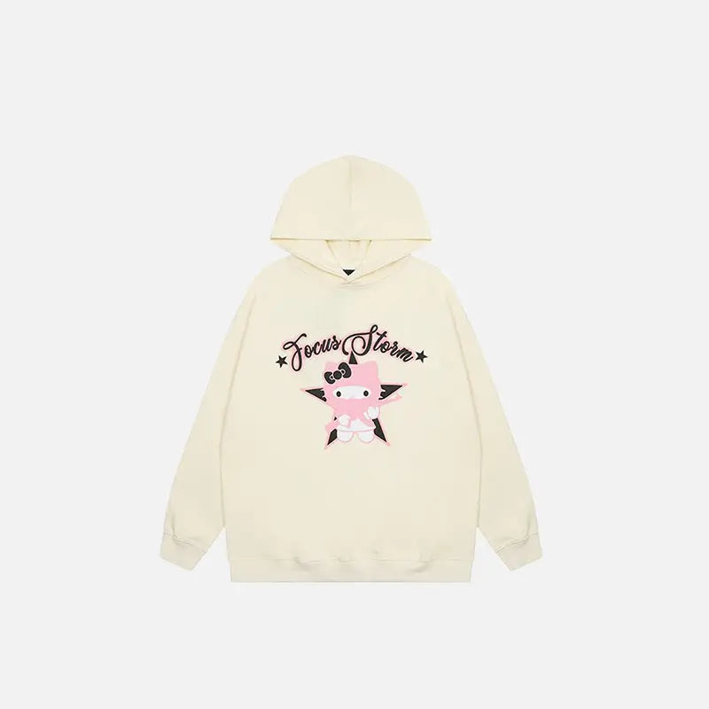 Hello Kitty Graphic Y2K Hoodie - Cute Pastel Goth Aesthetic for Cozy Outfits