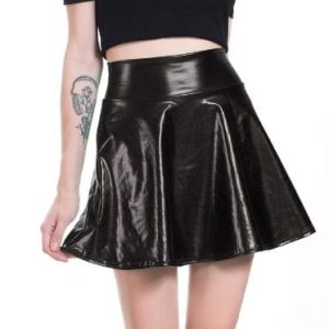 High-Waist Y2K Leather Skirt for Grunge Aesthetic and Coquette Style Outfits